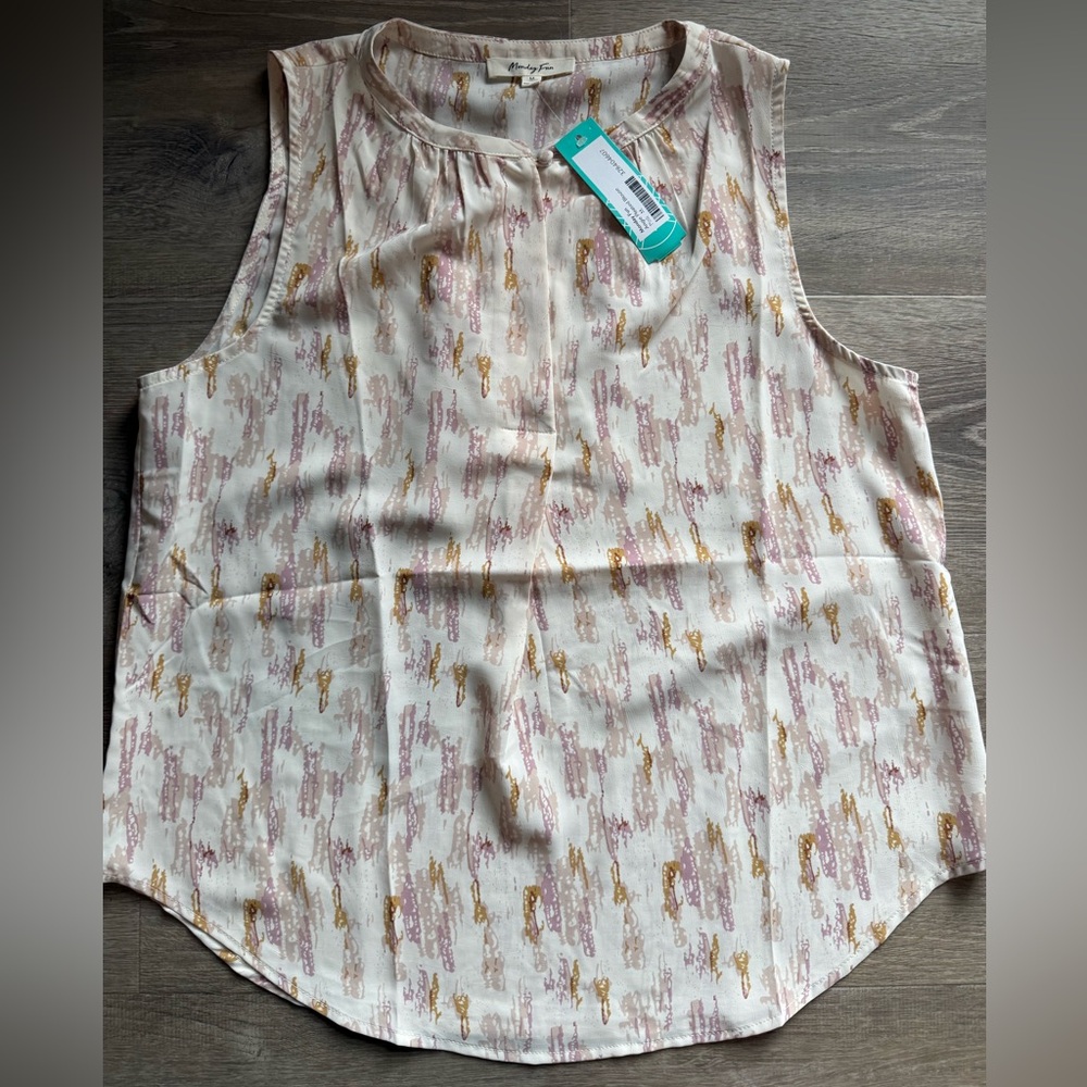 Monday Fun Brand Cream and Pink Tank Top